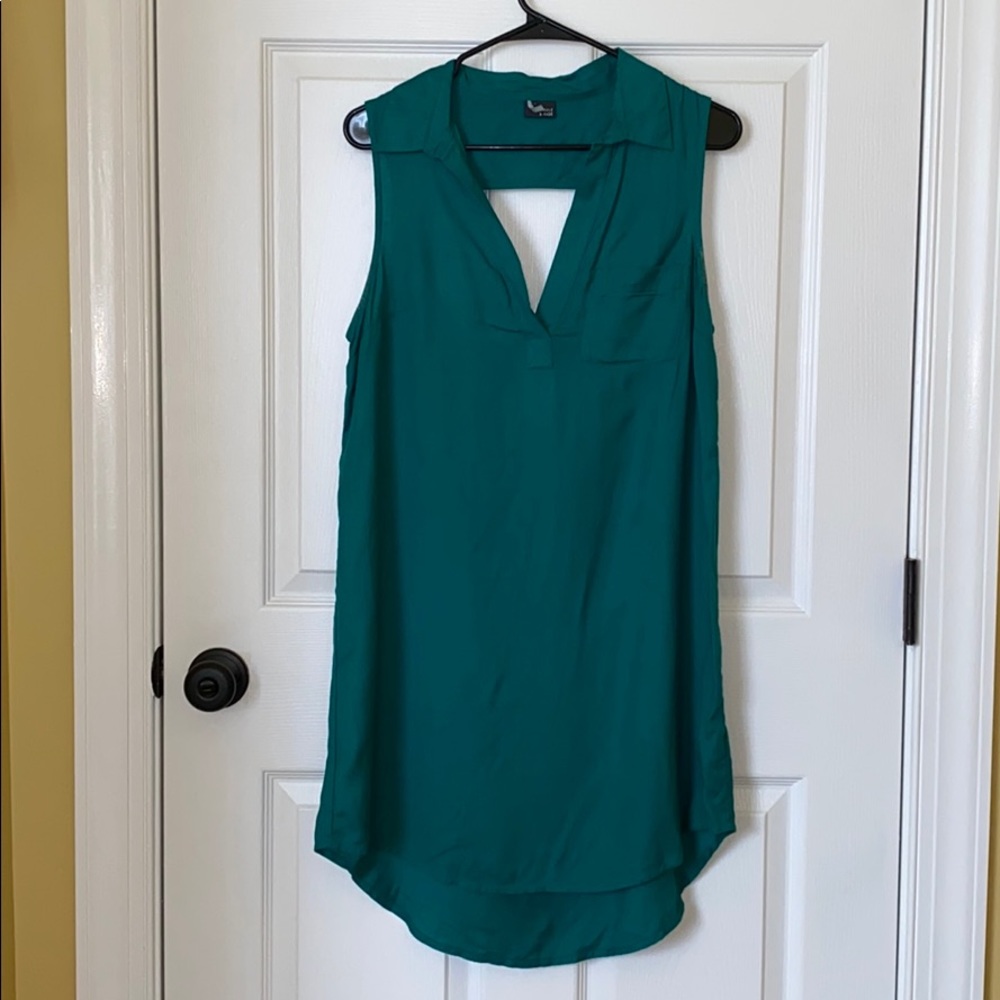 Emerald green collared dress with peekaboo back
